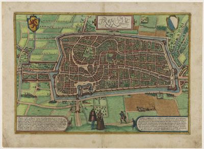 214776 Plattegrond van de stad Utrecht met directe omgeving; met weergave van het stratenplan, wegen, watergangen, de ...